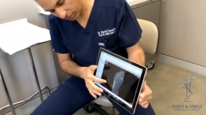 Dr. David Soomekh, DPM, shares patients' pedCAT scans with them via a tablet. He said the datasets wirelessly upload to the viewer in less than 10 minutes."